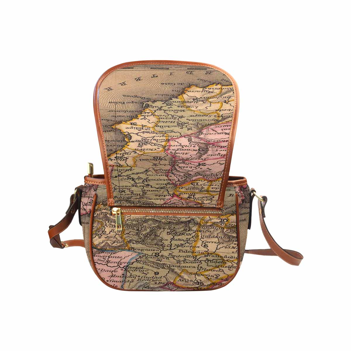 Antique Map design Handbag, saddle bag, Design 16