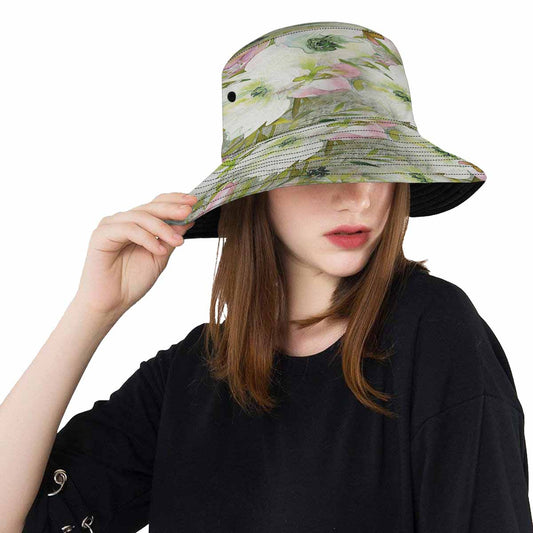 Vintage floral unisex bucket boonie Hat, outdoors hat, Design 03