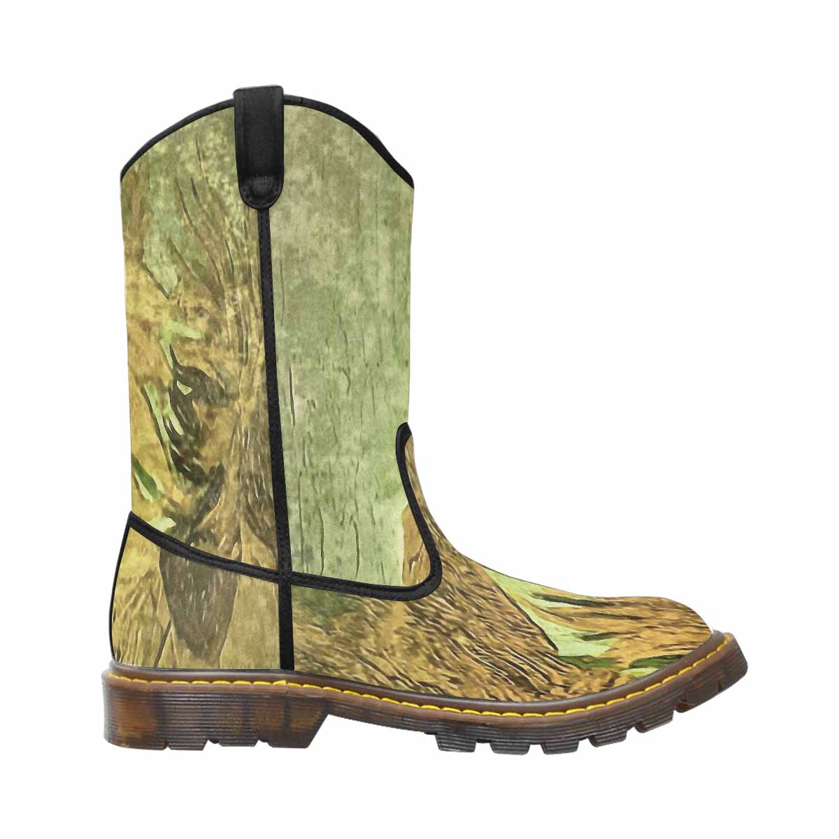 Vintage floral print, western lumber boots Design 48x