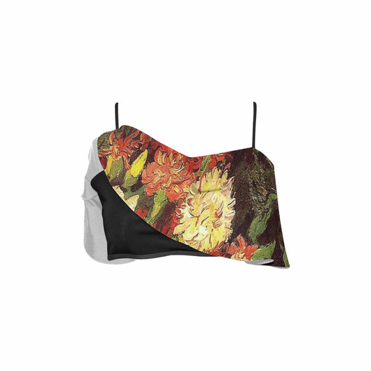 Vintage floral flounce bikini top, Design 33