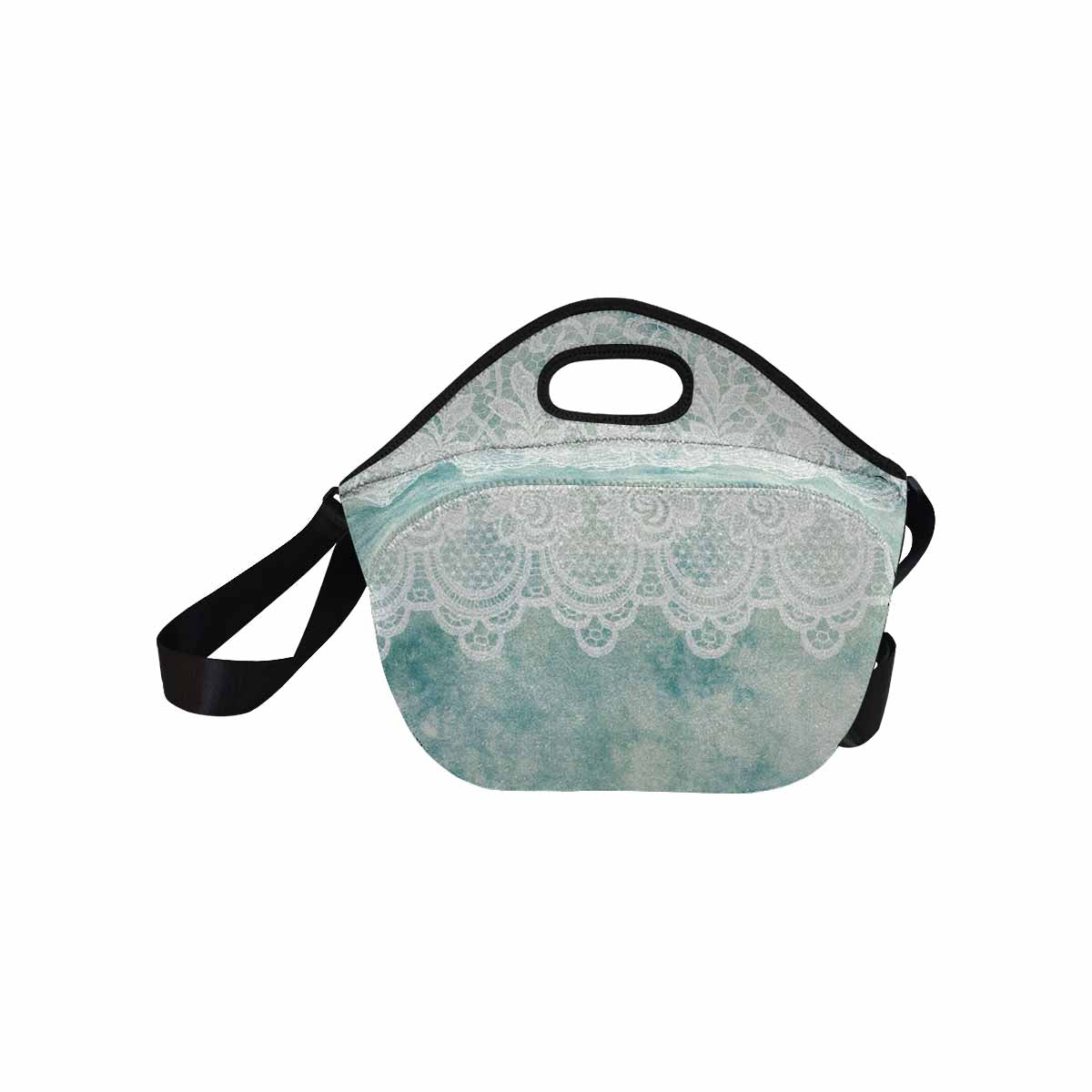 Victorian lace print insulated lunch bag, design 41