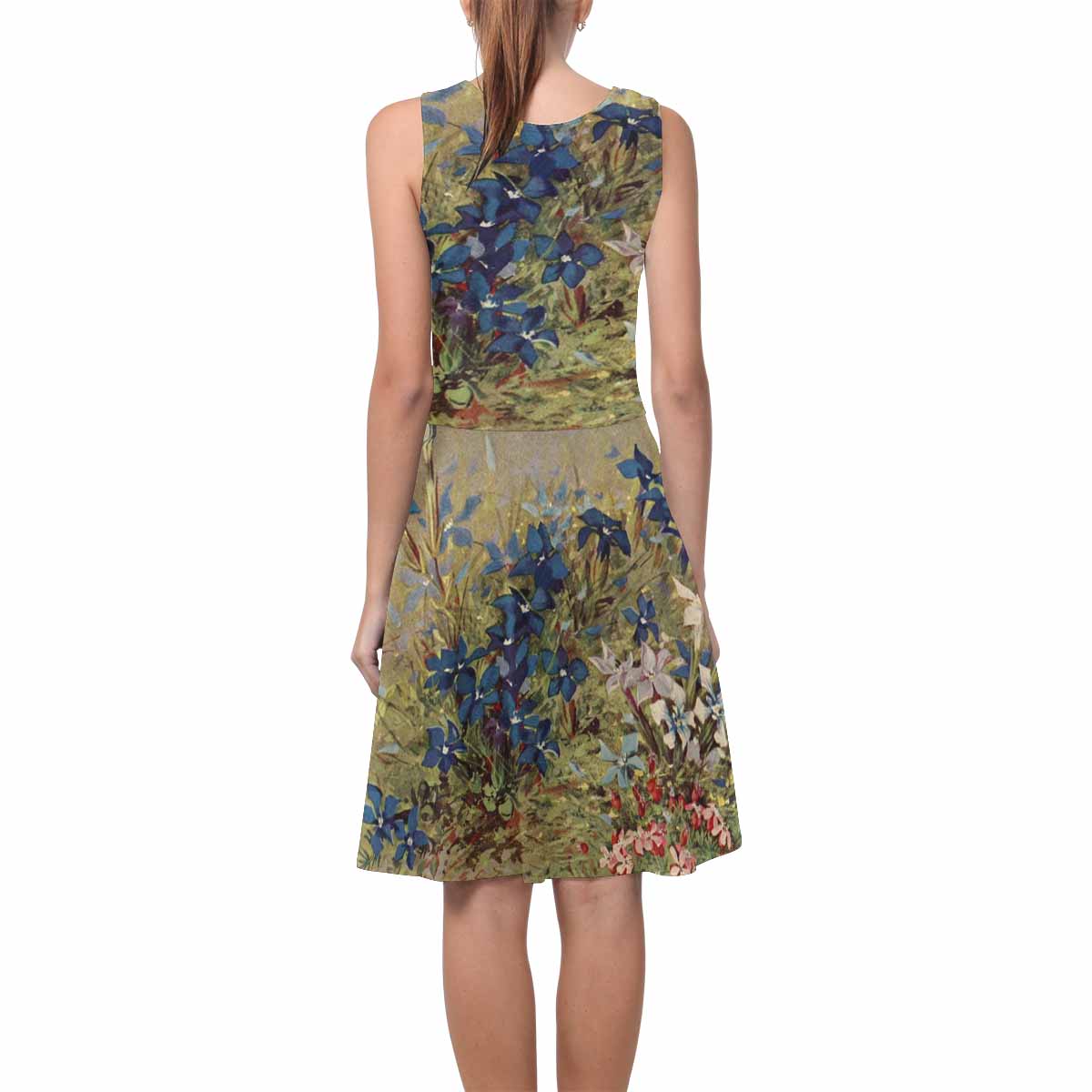 Vintage floral short summer flare dress,  XS to 3XL plus size, model D09534 Design 39