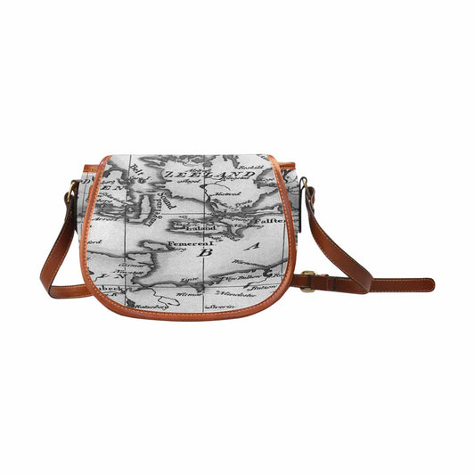 Antique Map design Handbag, saddle bag, Design 32