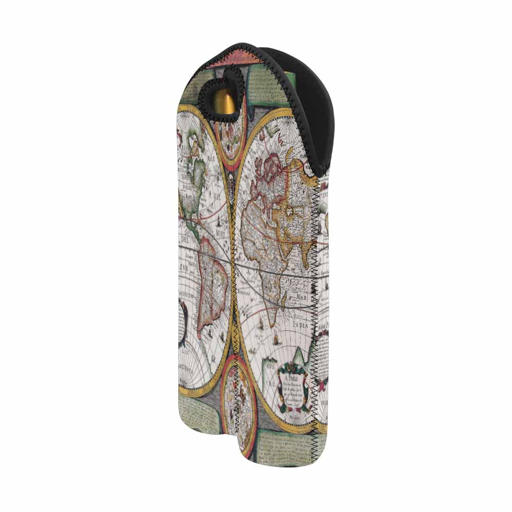 2 Bottle Antique map wine bag,Design 31