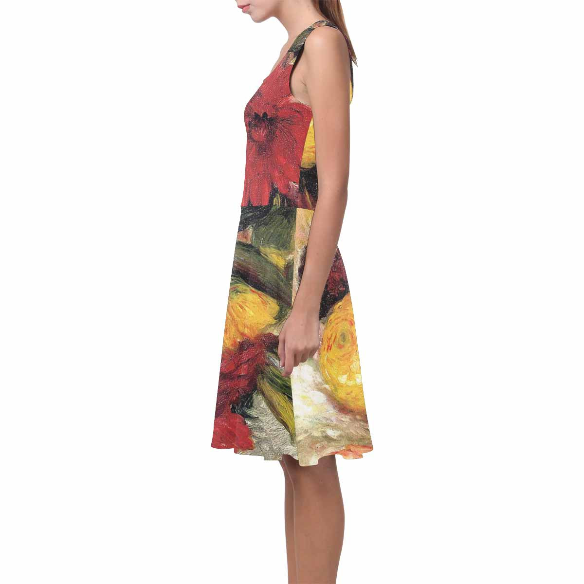 Vintage floral short summer flare dress,  XS to 3XL plus size, model D09534 Design 25