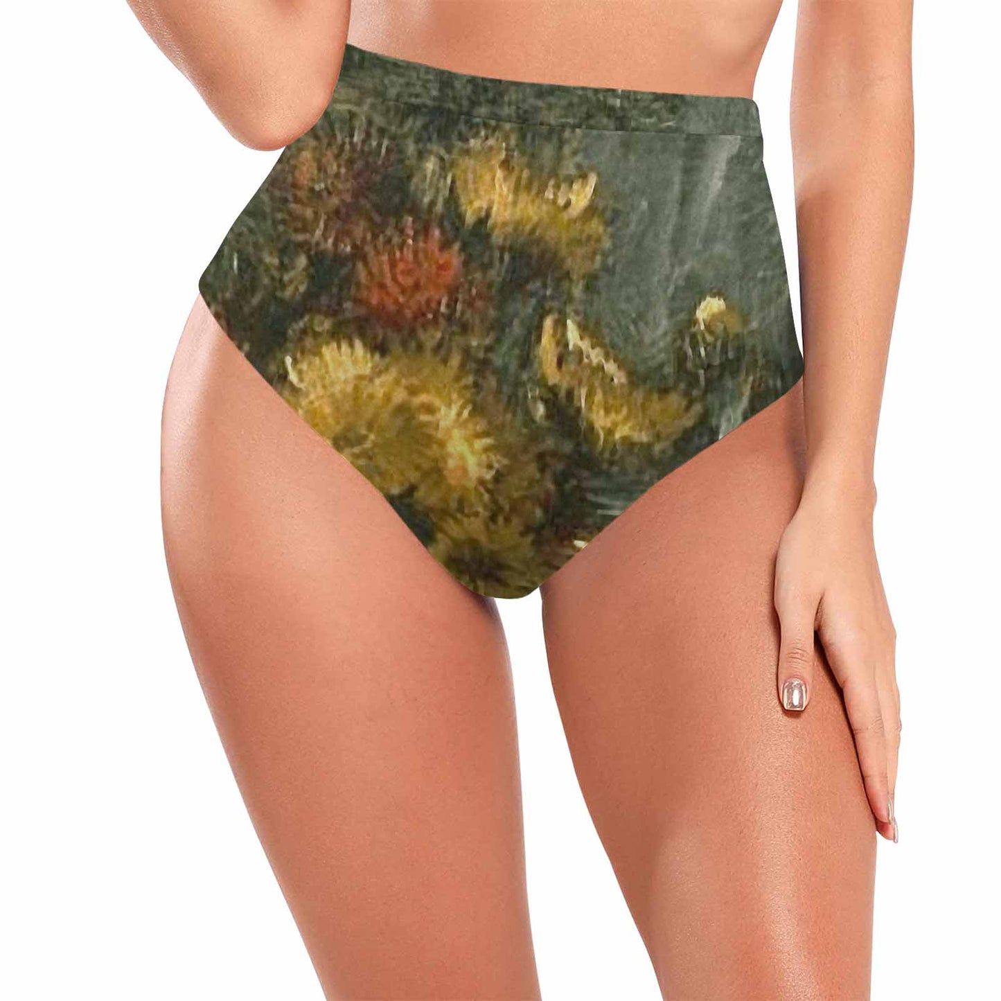 Vintage floral High waist bikini bottom, Design 28