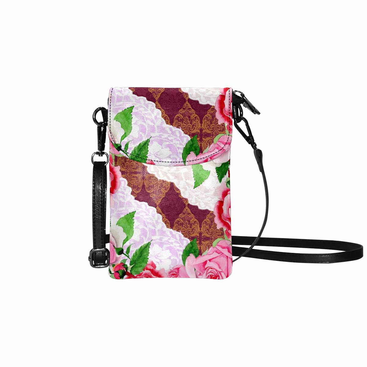 Victorian lace print cell phone purse, mobile purse, Design 19