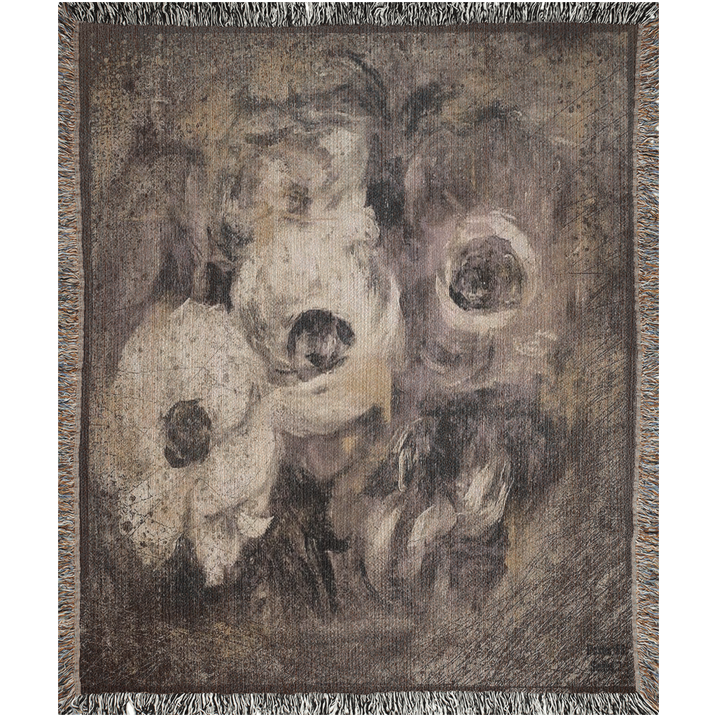100% cotton Vintage Floral design woven blanket, 50 x 60 or 60 x 80in, Design 16