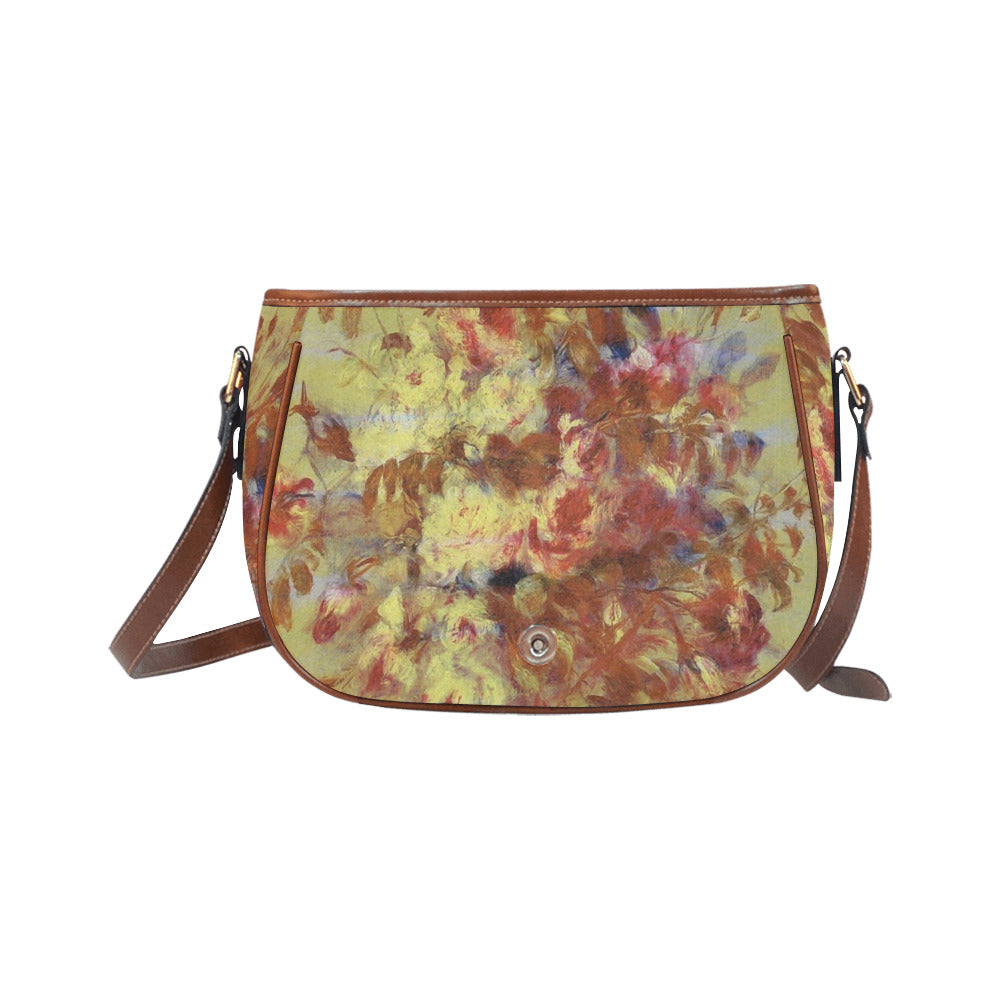 Vintage floral handbag, Design 11 Model 1695341 Saddle Bag/Large (Model 1649)