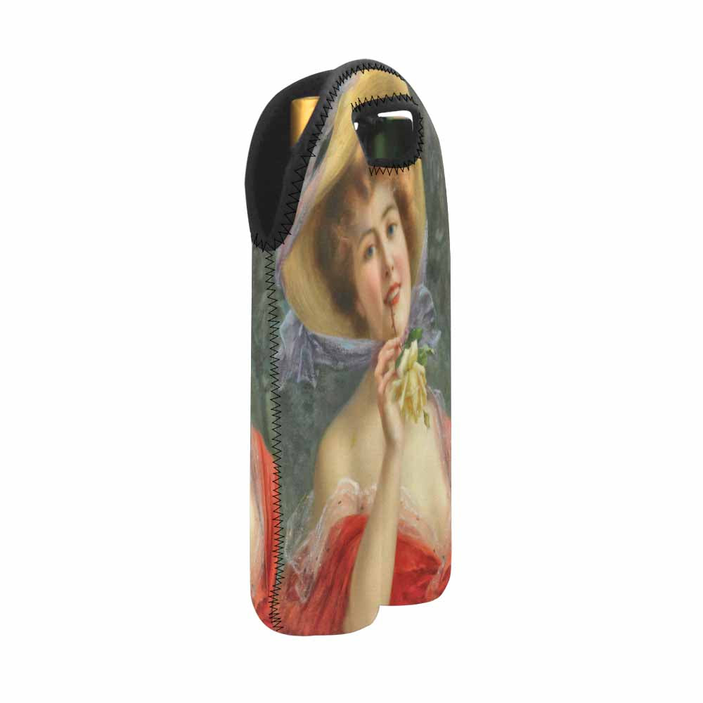 Victorian lady design 2 Bottle wine bag, Young Girl with a Rose