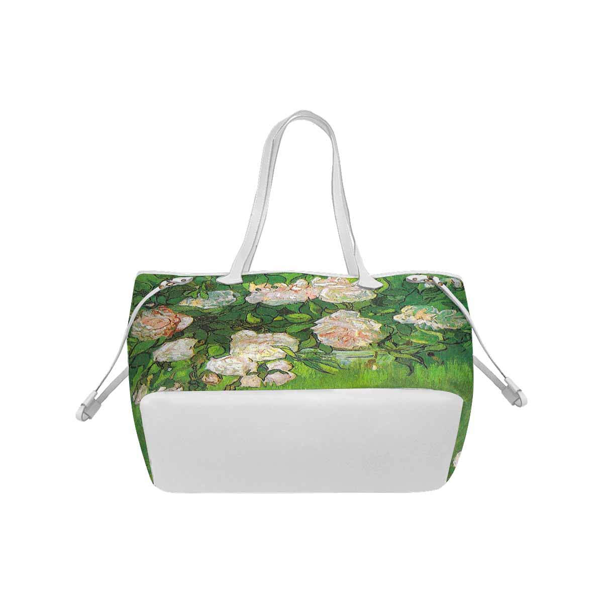 Vintage Floral Handbag, Classic Handbag, Mod 1695361 Design 06, WHITE TRIM