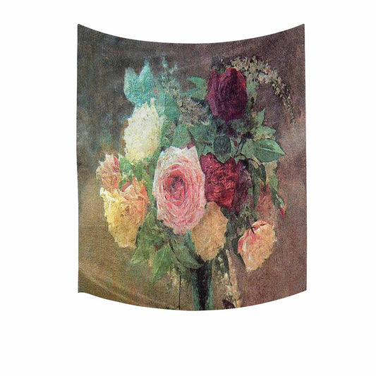 Vintage floral TAPESTRY, MEDIUM 51 in X 60 in, Design 29 C26