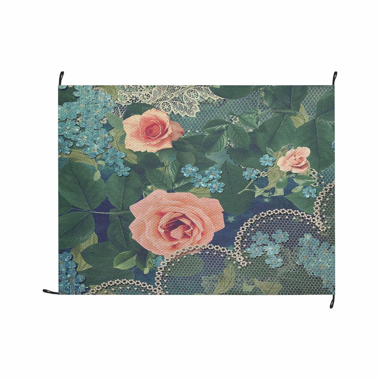 Victorian lace print waterproof picnic mat, 69 x 55in, design 01