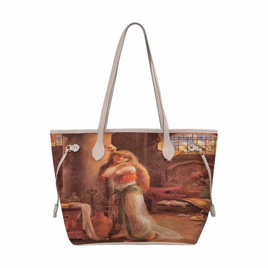 Victorian Lady Design Handbag, Model 1695361, The Secret Message, BEIGE/TAN TRIM