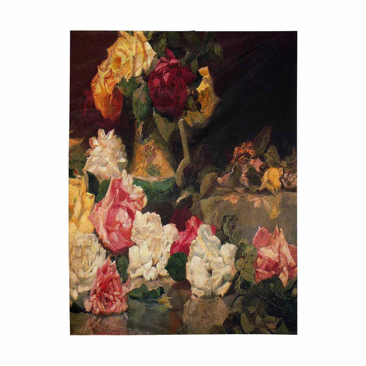Vintage floral TAPESTRY, LARGE 60 x 80 in, Vertical, Design 37