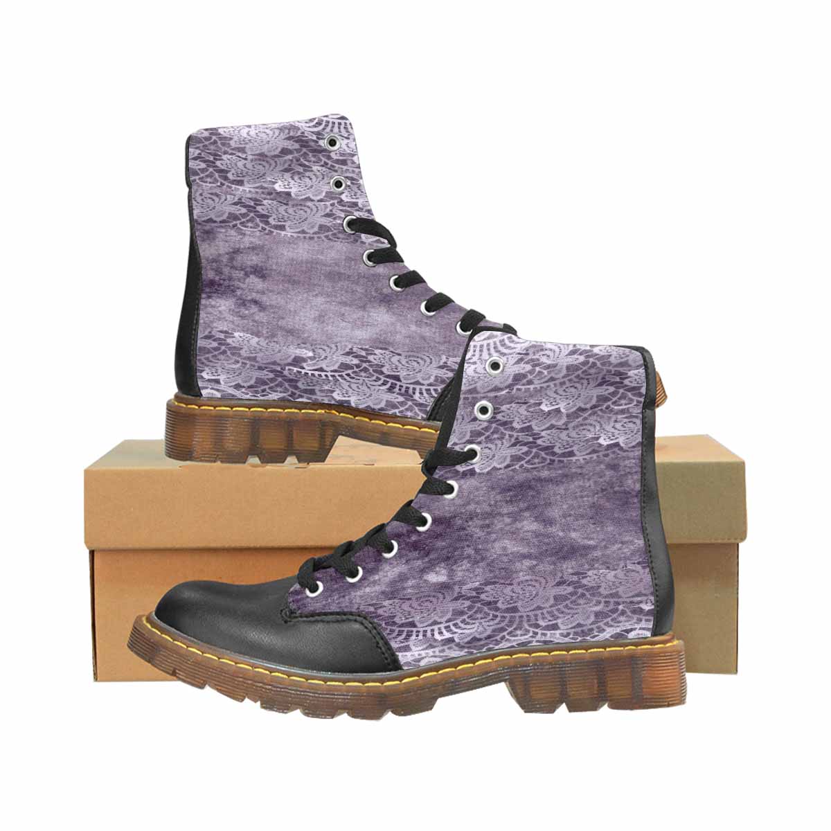 Victorian lace print, cute but tough, Winter walk about  boots, design 39