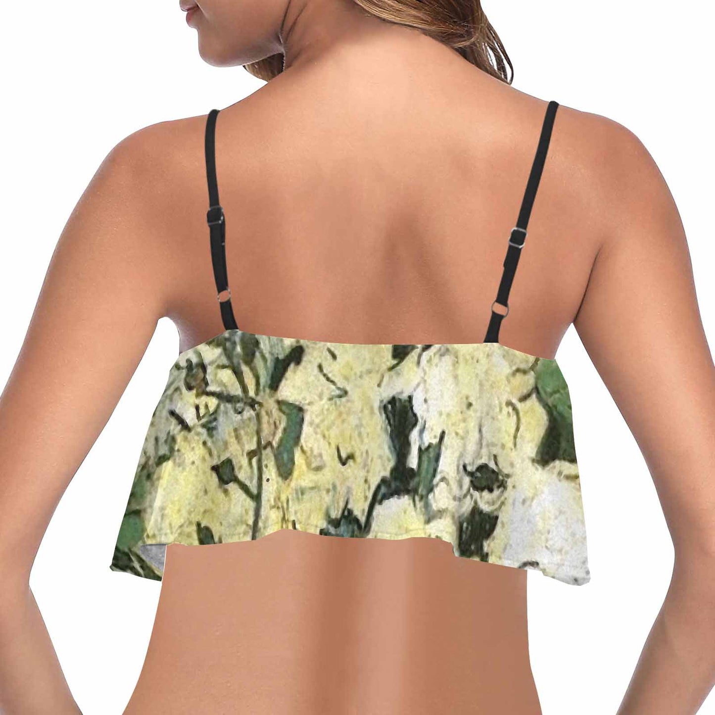 Vintage floral flounce bikini top, Design 55