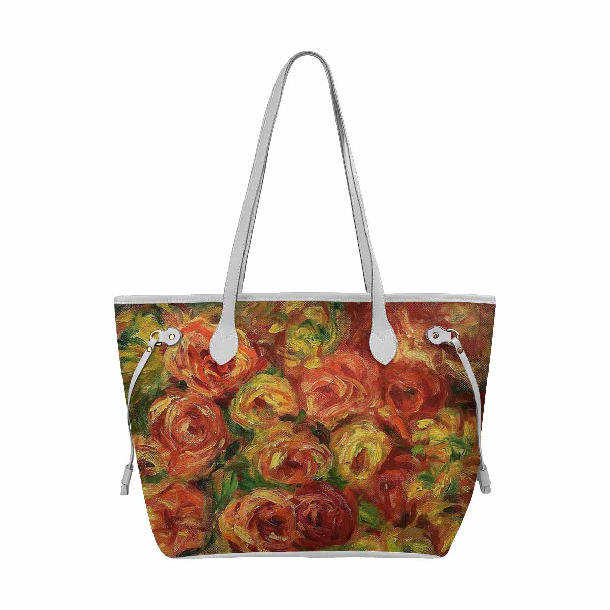 Vintage Floral Handbag, Classic Handbag, Mod 1695361 Design 18, WHITE TRIM