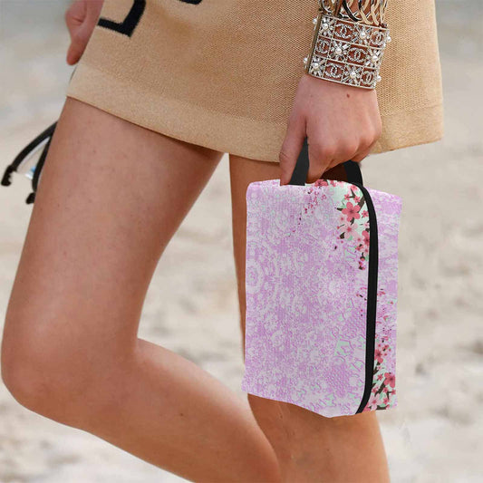 Victorian lace print toiletry comestic bag, design 09