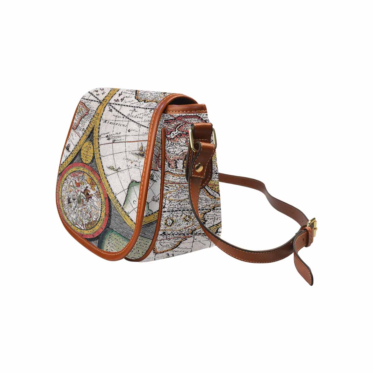 Antique Map design Handbag, saddle bag, Design 31