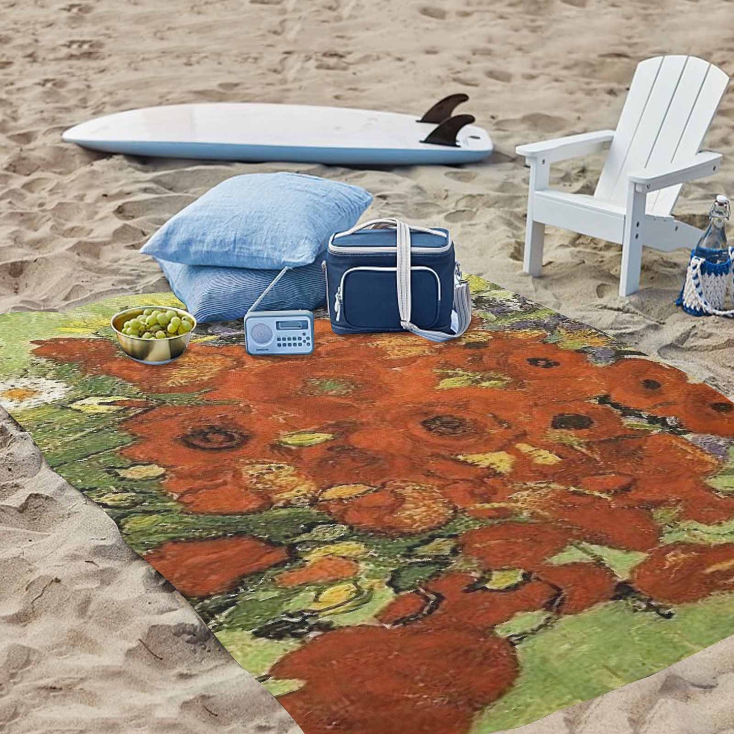 Vintage Floral waterproof picnic mat, 81 x 55in, Design 56