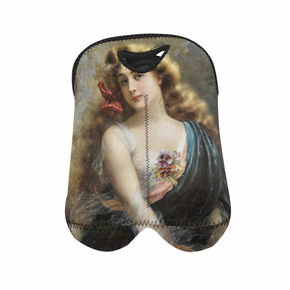 Victorian lady design 2 Bottle wine bag, An auburn beauty