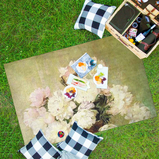Vintage Floral waterproof picnic mat, 81 x 55in, Design 35