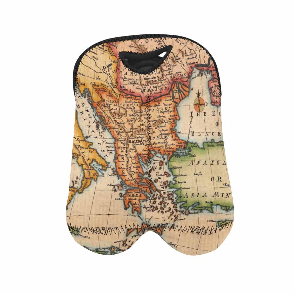 2 Bottle Antique map wine bag,Design 22
