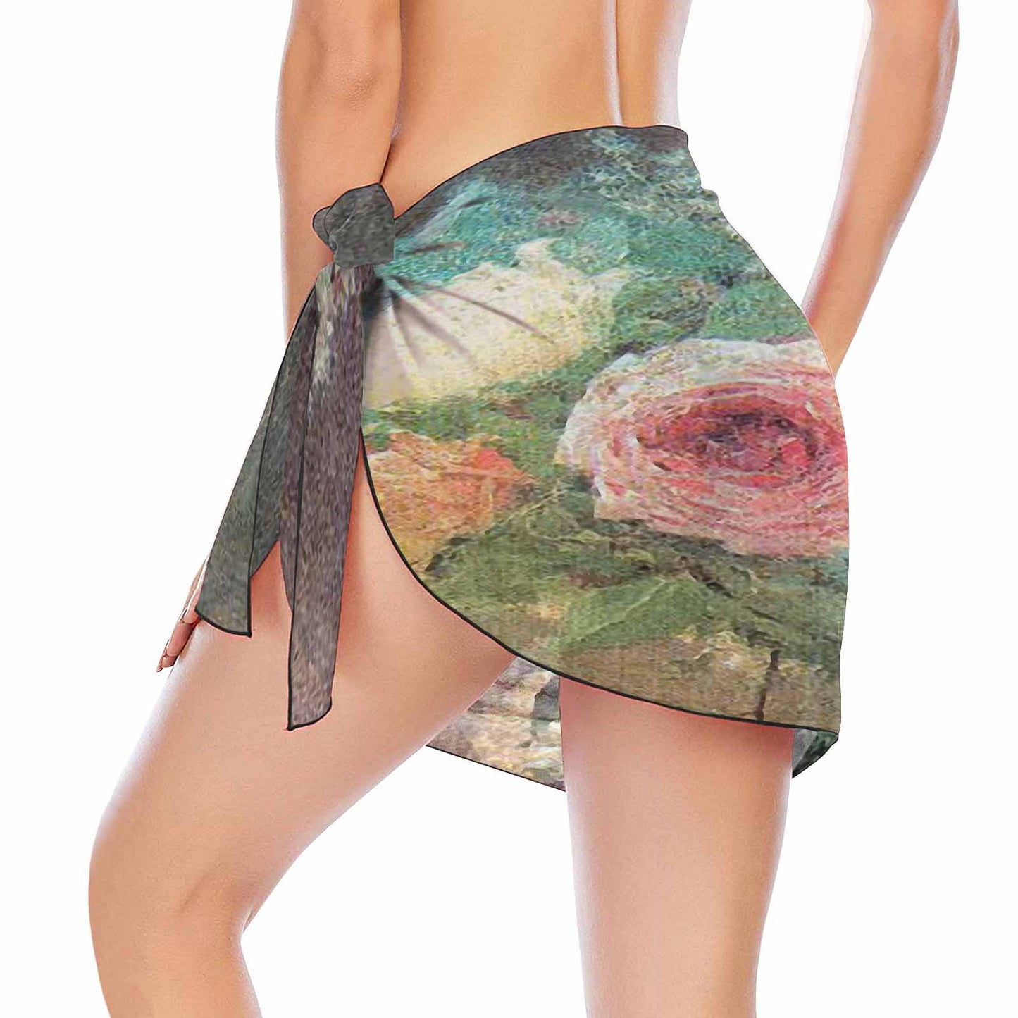 Vintage floral, beach sarong, beach coverup, swim wear, Design 29