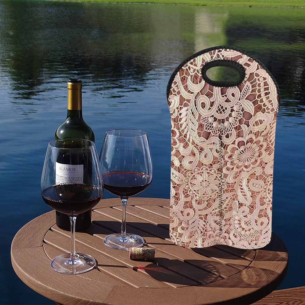 2 Bottle Victorian lace print wine bag, Design 11