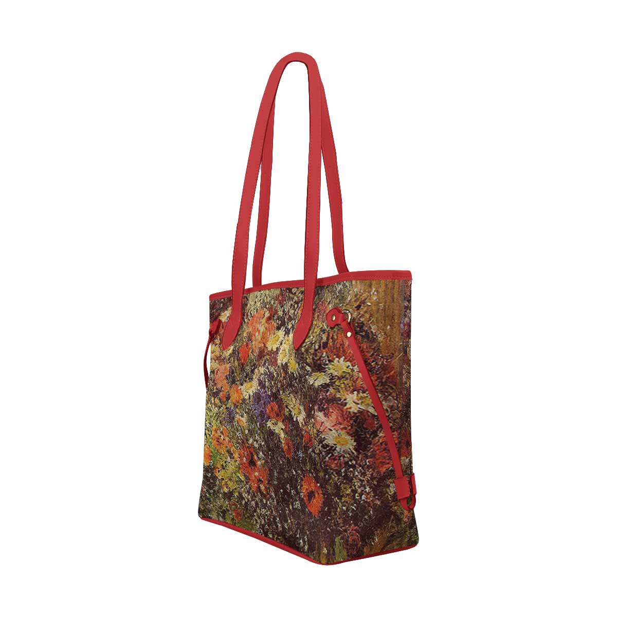 Vintage Floral Handbag, Classic Handbag, Mod 1695361 Design 24, RED TRIM