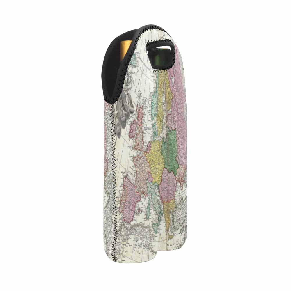 2 Bottle Antique map wine bag,Design 30