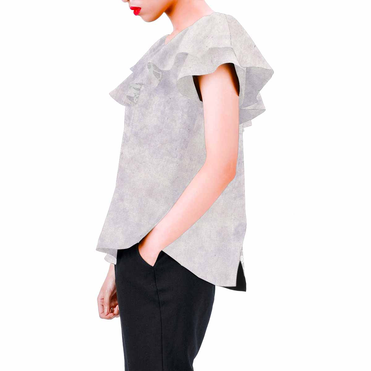 Victorian Lace print Chiffon Blouse, design 40