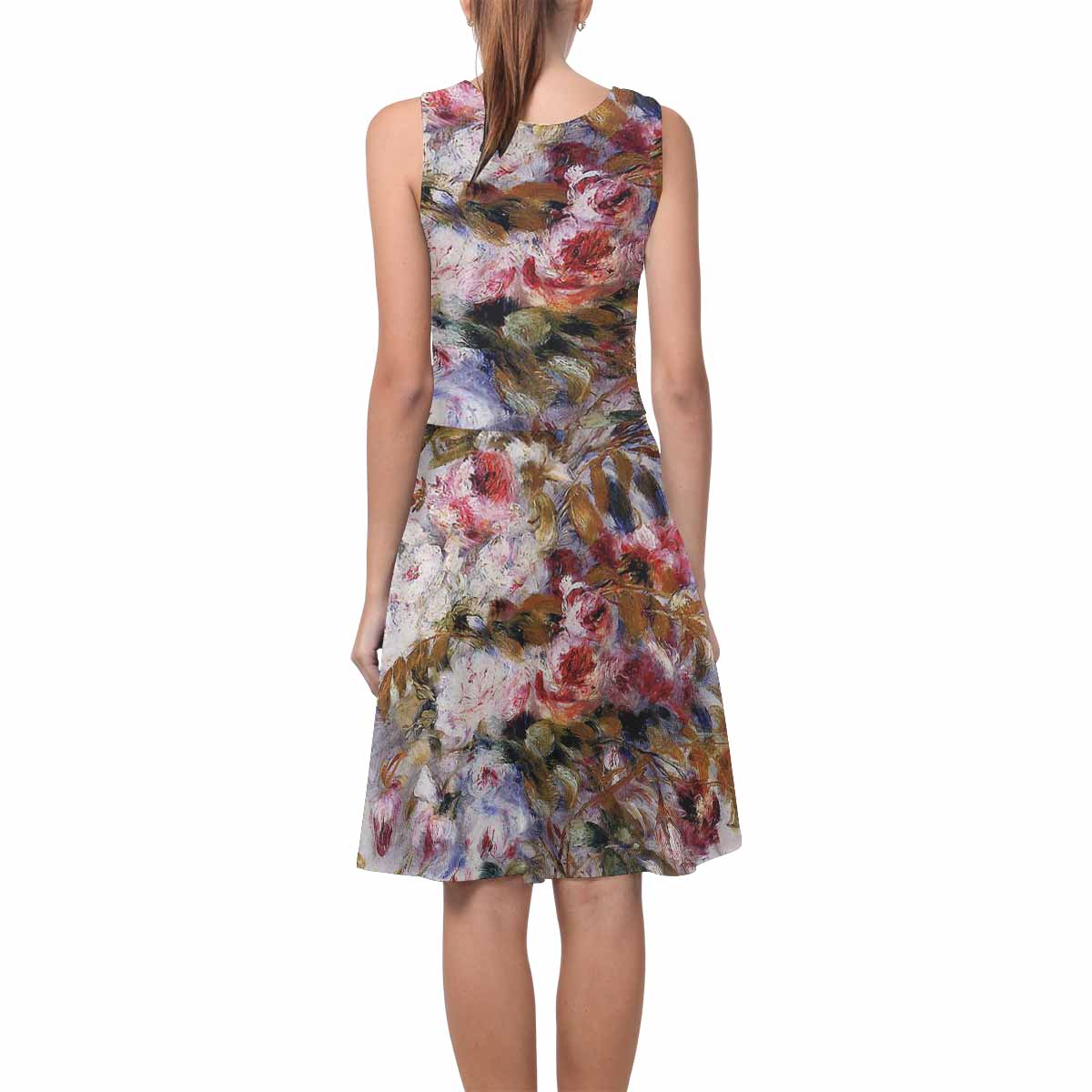 Vintage floral short summer flare dress,  XS to 3XL plus size, model D09534 Design 12