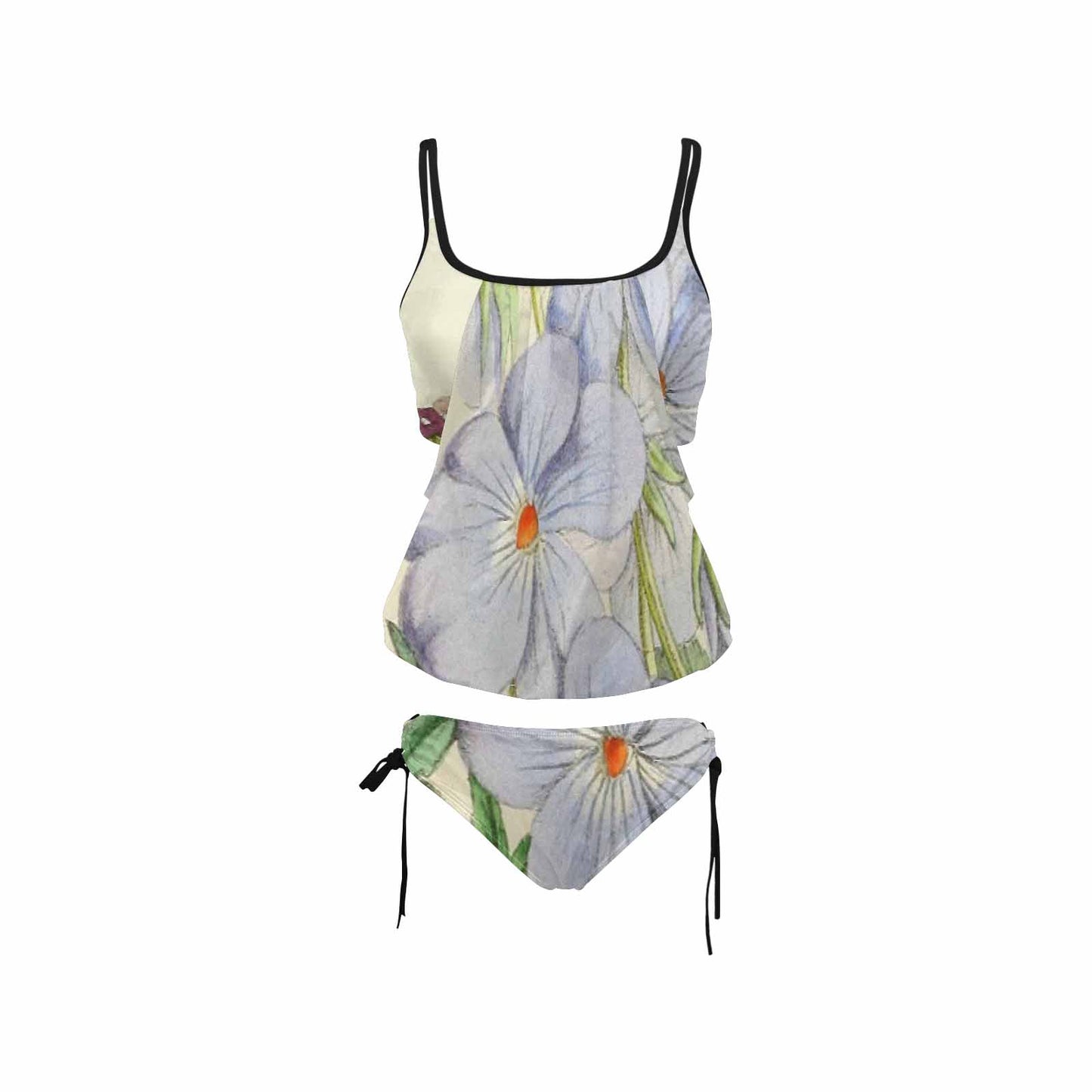 Vintage floral,cover belly tankini beach wear, swim wear, Design 13