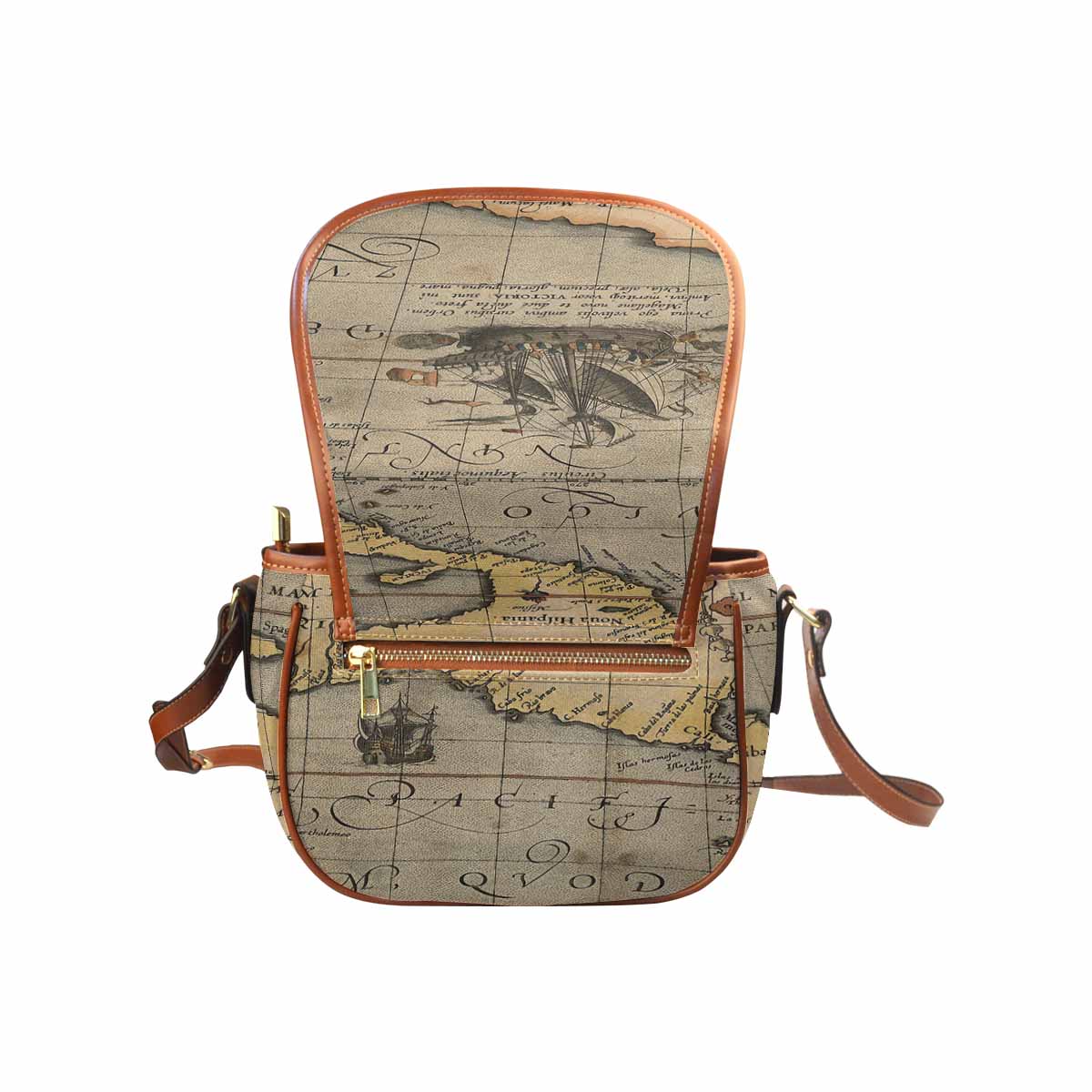 Antique Map design Handbag, saddle bag, Design 46