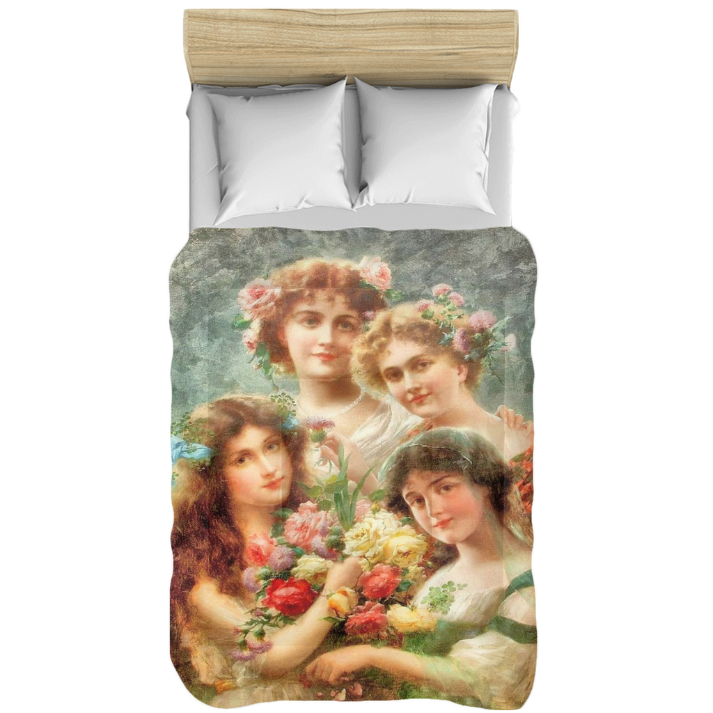 Victorian lady design comforter, twin, twin XL, queen or king, GIRLS