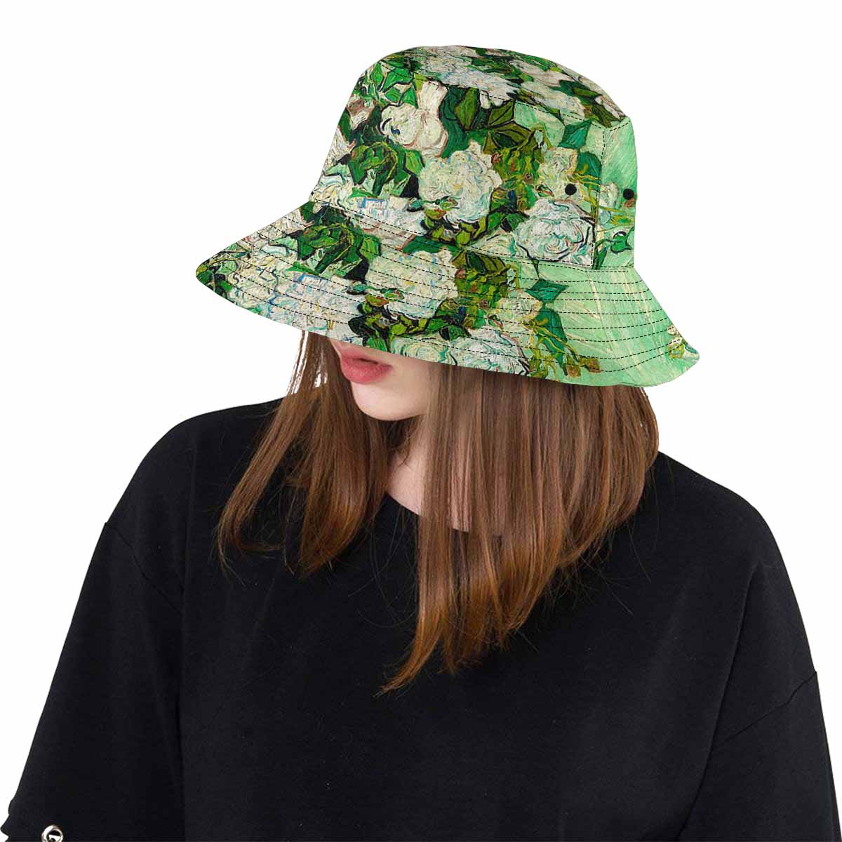 Vintage floral unisex bucket boonie Hat, outdoors hat, Design 45