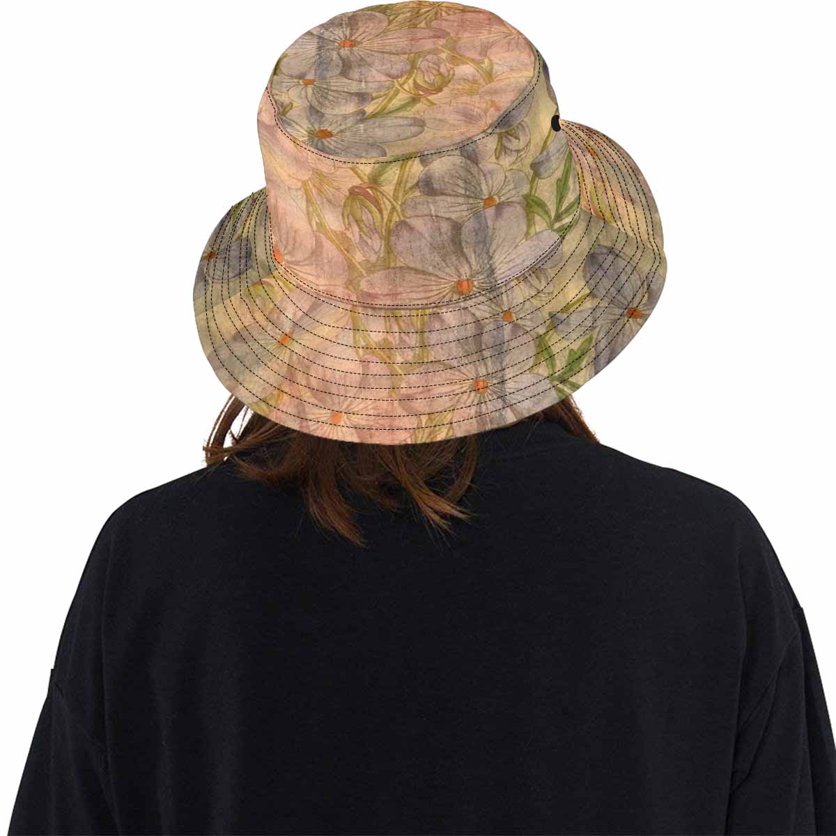 Vintage floral unisex bucket boonie Hat, outdoors hat, Design 13xx   Unisex Bucket Boonie Hat