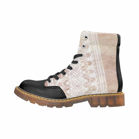 Victorian lace print, cute but tough, Winter walk about  boots, design 35