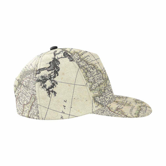 Antique Map design mens or womens deep snapback cap, trucker hat, Design 3