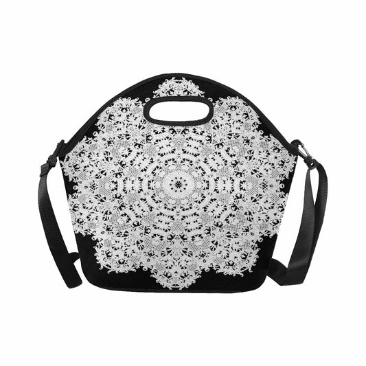 Victorian lace print insulated lunch bag, design 50