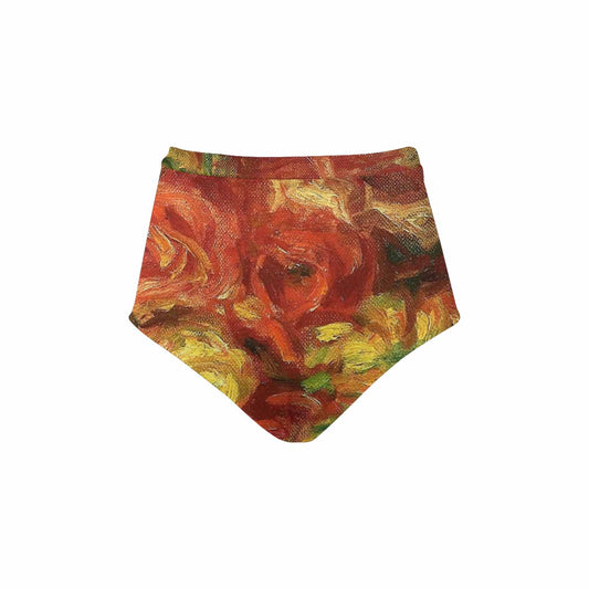 Vintage floral High waist bikini bottom, Design 18