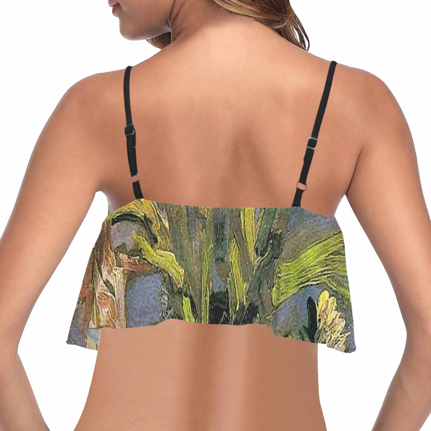 Vintage floral flounce bikini top, Design 59
