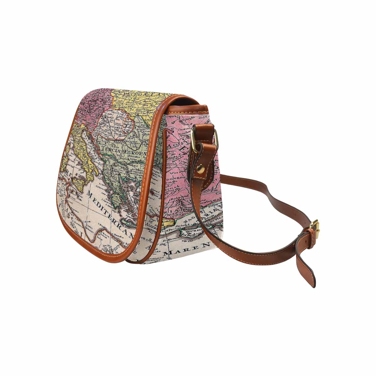Antique Map design Handbag, saddle bag, Design 43