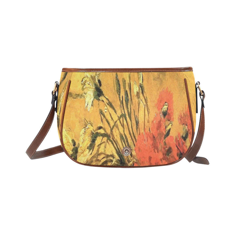 Vintage floral handbag, Design 61 Model 1695341 Saddle Bag/Large (Model 1649)