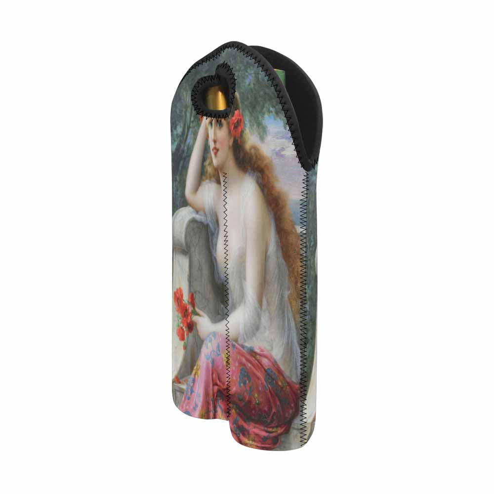 Victorian lady design 2 Bottle wine bag, Young Beauty with Poppies