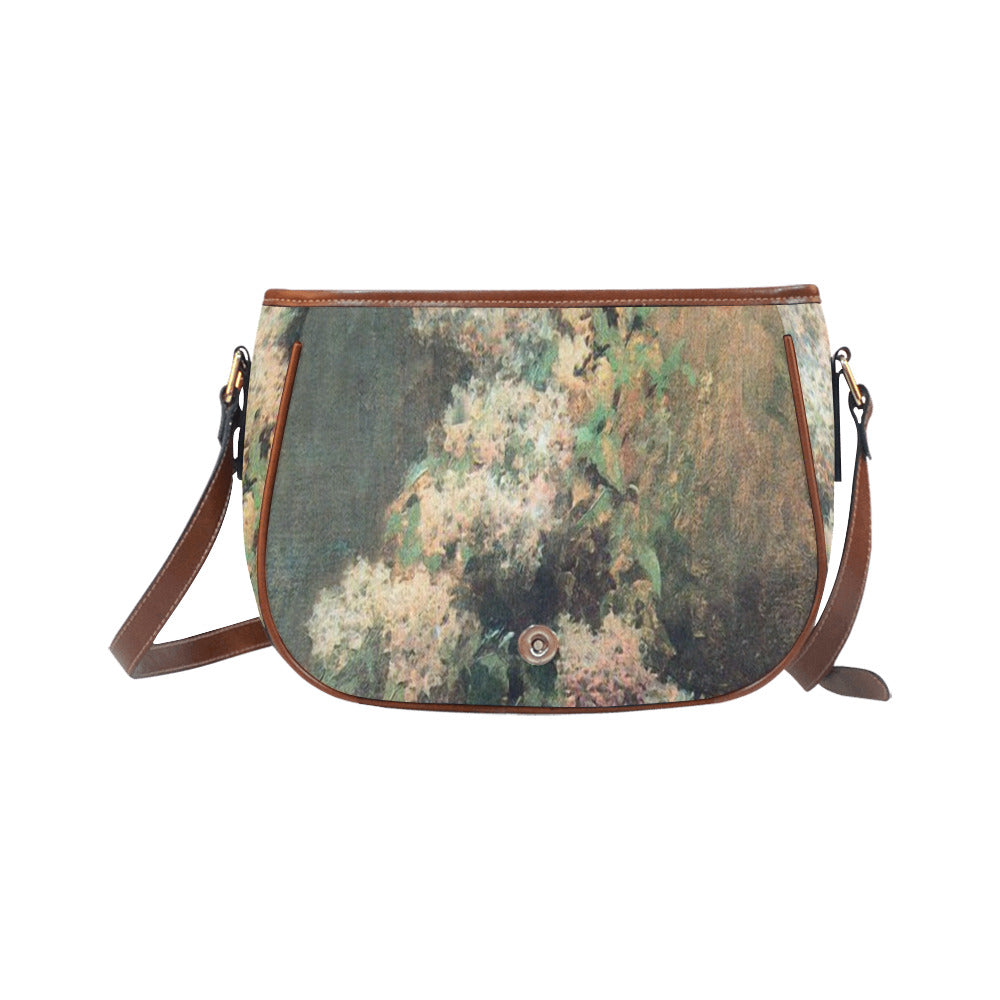 Vintage floral handbag, Design 34 Model 1695341 Saddle Bag/Large (Model 1649)