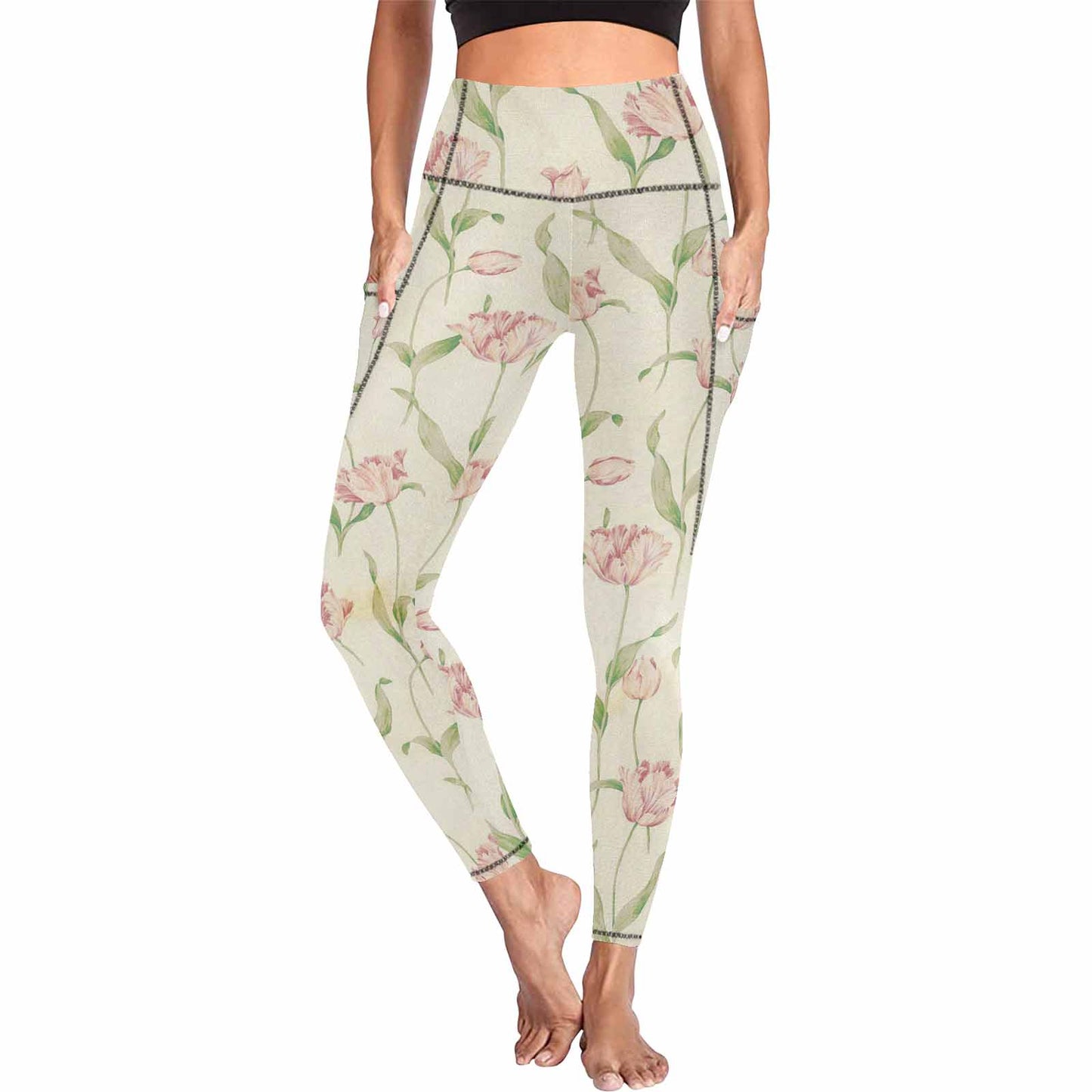 Floral 2, active wear leggings, outside surge, design 14