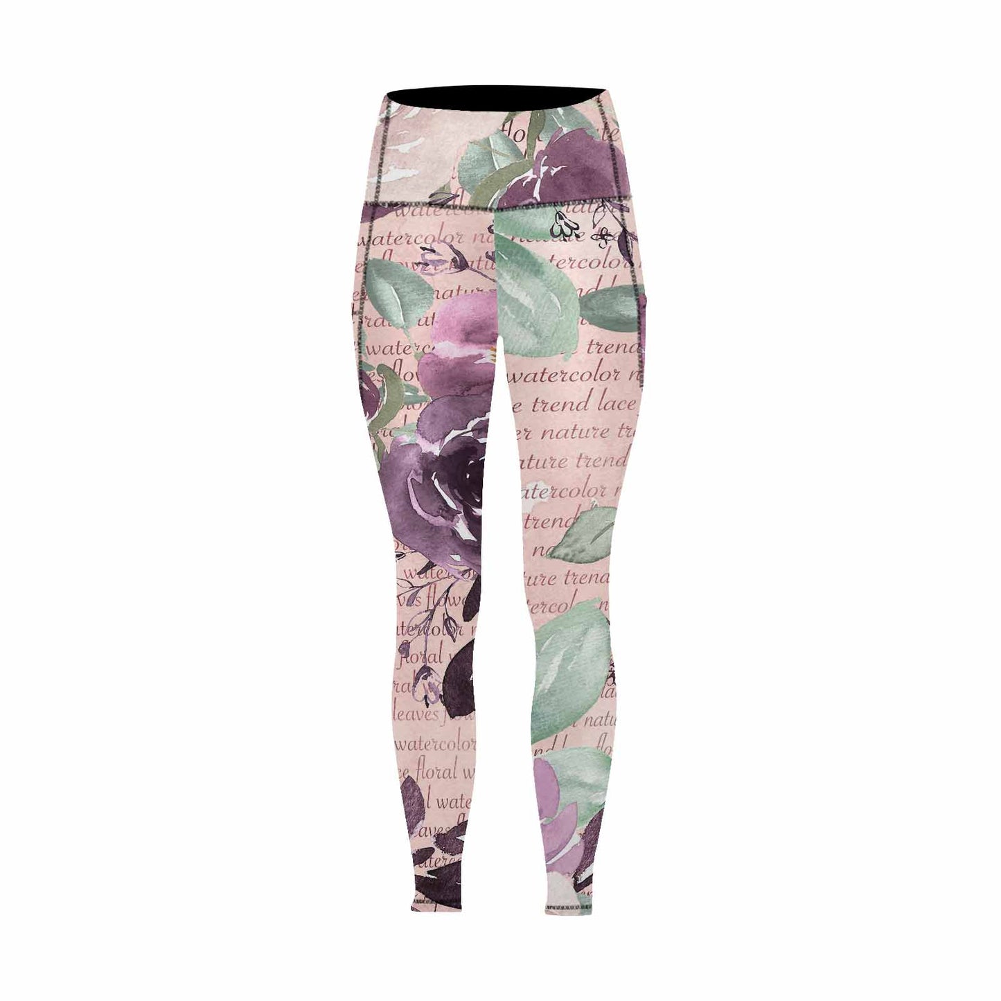 Floral 2, active wear leggings, outside surge, design 38